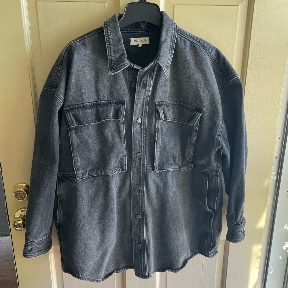 Madewell Denim Oversized Cargo Shirt Jacket in Lunar Wash ZL NWOT